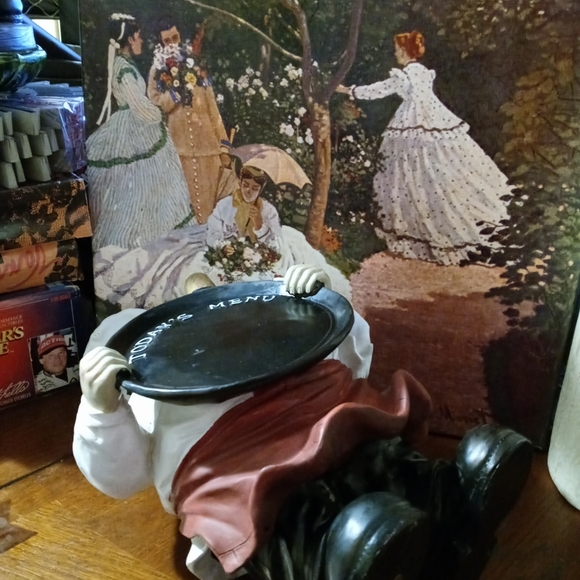 French/Italian Welcome home Chef Statue  🥖Chalkboard Sign,Nice Vintage Gift.🍜 - Picture 8 of 14